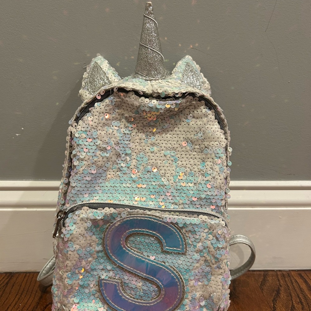 Mini Justice Sequined Iridescent  Backpack with “S”